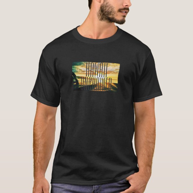 Hawaii Unchained den grafiska solnedgången T Shirt (Framsida)