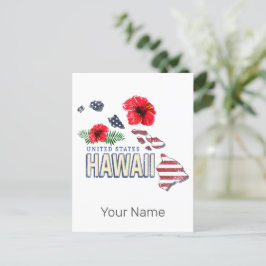 Hawaii United Stater Retro State Karta USA Souveni Helg Vykort