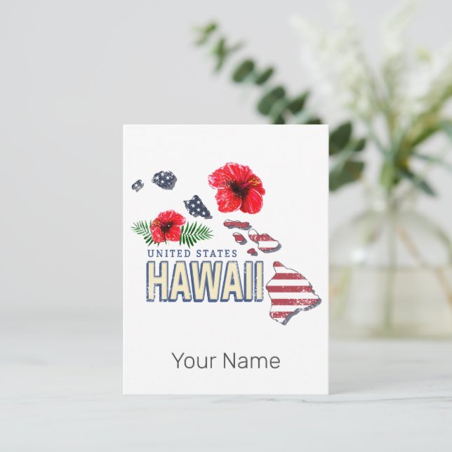 Hawaii United Stater Retro State Karta USA Souveni Helg Vykort (Stående Fram)
