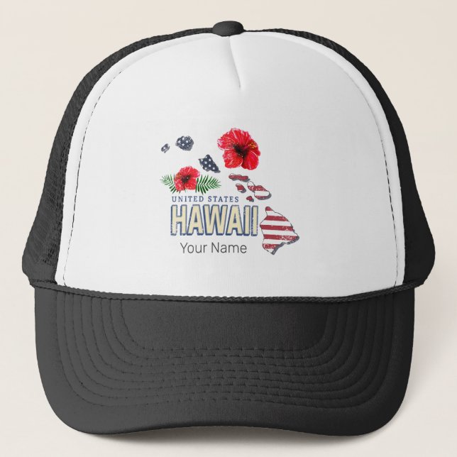 Hawaii United Stater Retro State Karta USA Souveni Keps (Framsida)