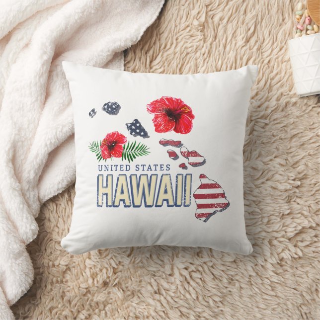 Hawaii United Stater Retro State Karta USA Souveni Kudde (Filt)