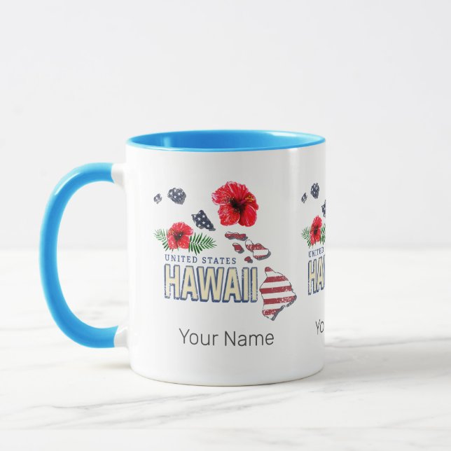 Hawaii United Stater Retro State Karta USA Souveni Mugg (Vänster)