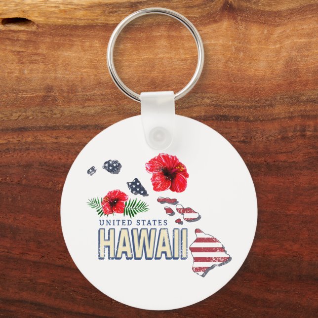Hawaii United Stater Retro State Karta USA Souveni Nyckelring (Framsida)