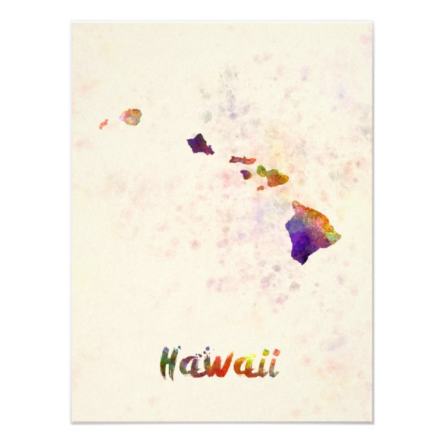 Hawaii US state in watercolor Fototryck (Framsidan)
