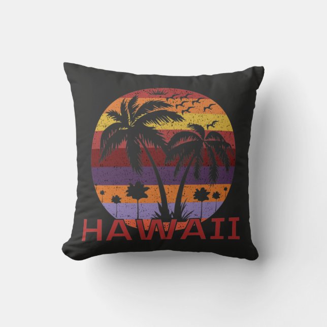 Hawaii US Vintage Handflatan Träd Travel Kudde (Framsida)