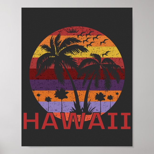 Hawaii US Vintage Handflatan Träd Travel Poster (Framsidan)