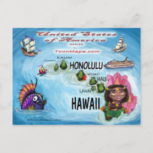 Hawaii USA-kort Vykort