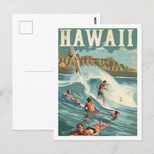 Hawaii USA Vintage Berömd Travel Ställe Vykort