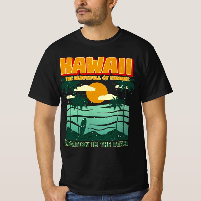 Hawaii Vacation in the Beach Graphic T-shirt (Framsida)