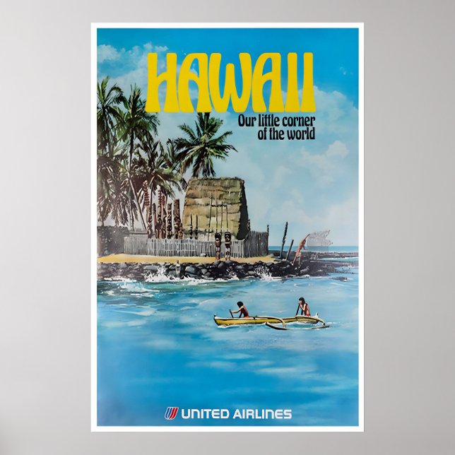 Hawaii Väggkonst Retro Resa Poster Tryck (XR3581) (Framsidan)