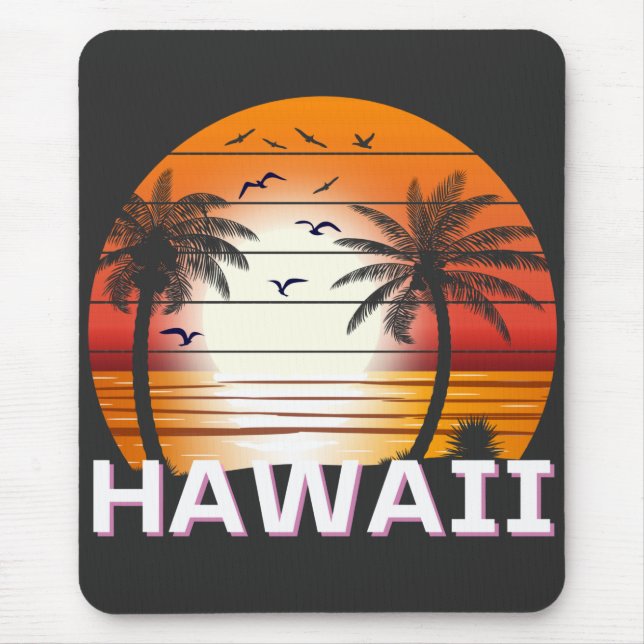 Hawaii Vintage Handflatan Träd Sommarbuss Musmatta (Framsidan)