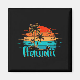 Hawaii Vintage Palmträd Solnedgång Tropisk Hawaiia Magnet