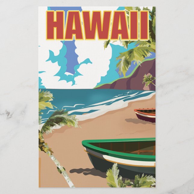 Hawaii vintage resemålningaffisch brevpapper (Framsida)