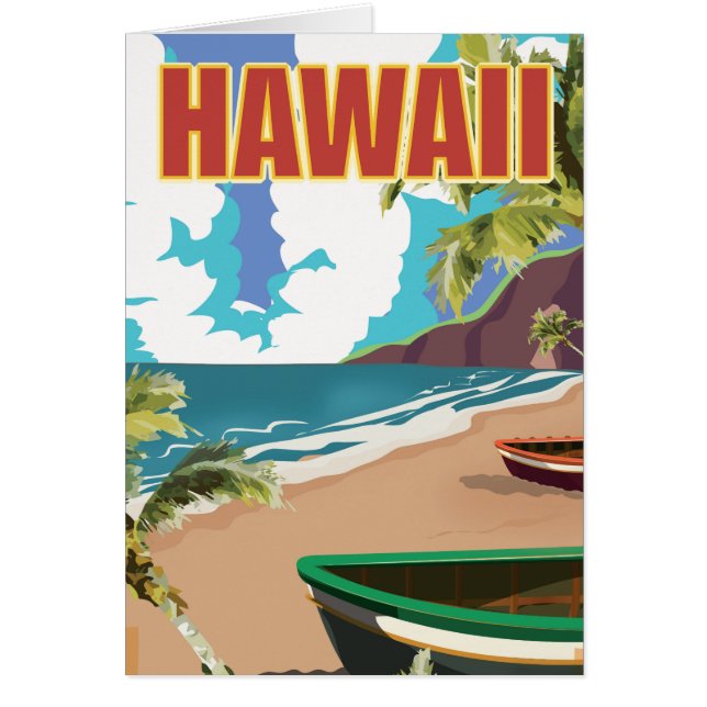 Hawaii vintage resor poster hälsningskort (Framsidan)