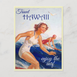 Hawaii Vintage resor Poster Surfer Vykort