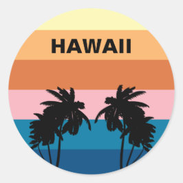 Hawaii Vintage Sunset Handflatan Träd Travel Resa Runt Klistermärke