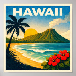 Hawaii Vintage Travel Poster
