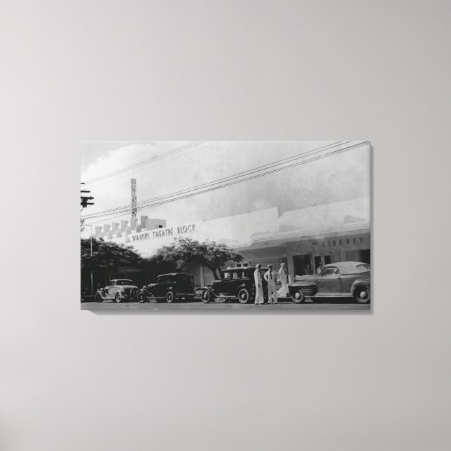 Hawaii - Visa Waikiki-teaterblocket Canvastryck (Framsida)