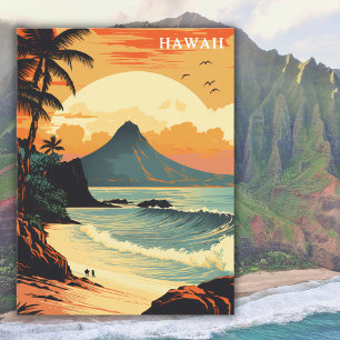 Hawaii Volcano Beach Vintage resor Vykort