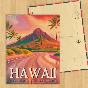Hawaii Volcano Road Tropical Sunset Souvenirs 1960 Vykort