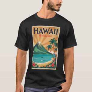 Hawaii Vulkan Illustration Resa Konst Vintage T Shirt