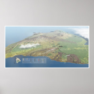 Hawaii Vulkaner karta poster
