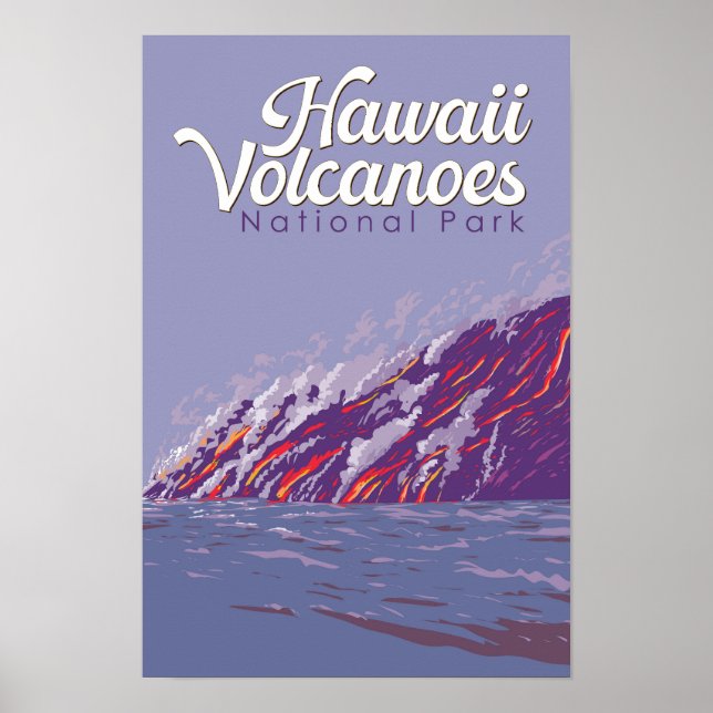 Hawaii vulkaner nationalpark Illustration Resa Poster (Framsidan)
