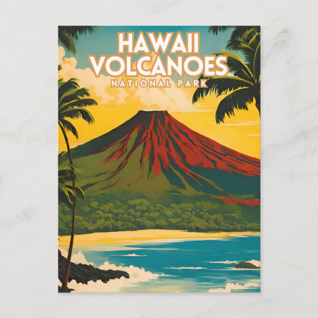 Hawaii Vulkaners National Park Travel Poster Vykort (Framsida)