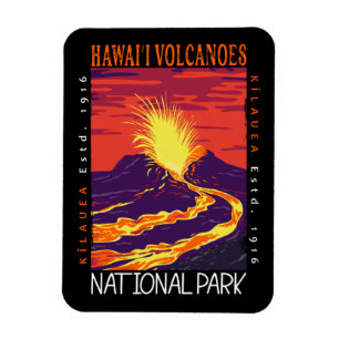 Hawaii Vulkaners National Park Vintage Distress Magnet