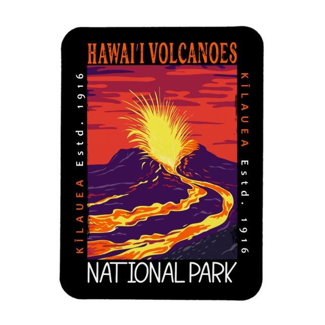 Hawaii Vulkaners National Park Vintage Distress Magnet (Vertikal)