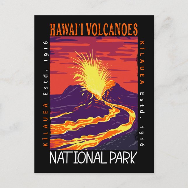 Hawaii Vulkaners National Park Vintage Distress Vykort (Framsida)