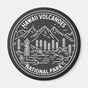 Hawaii Vulkaners National Park Vintage Monoline Magnet