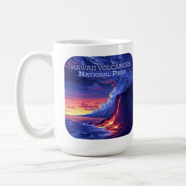 Hawaii Vulkaners nationalpark Big Island Retro Kaffemugg (Vänster)