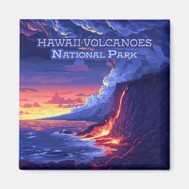 Hawaii Vulkaners nationalpark Big Island Retro Magnet