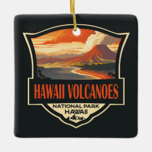 Hawaii Vulkaners nationalpark Illustration Travel Julgransprydnad Keramik