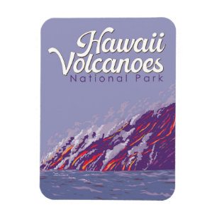 Hawaii Vulkaners nationalpark Illustration Travel Magnet