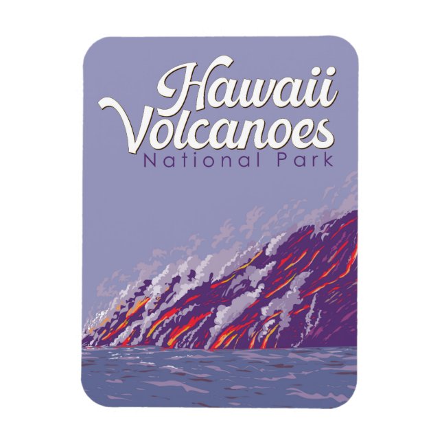 Hawaii Vulkaners nationalpark Illustration Travel Magnet (Vertikal)