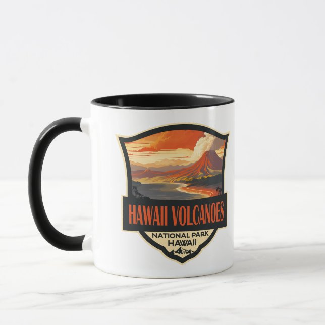 Hawaii Vulkaners nationalpark Illustration Travel Mugg (Vänster)