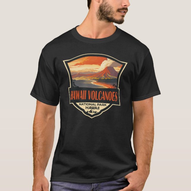 Hawaii Vulkaners nationalpark Illustration Travel T Shirt (Framsida)