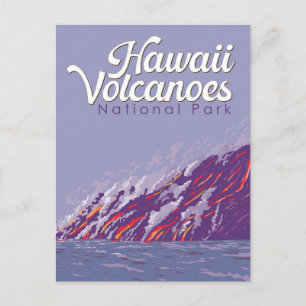 Hawaii Vulkaners nationalpark Illustration Travel Vykort