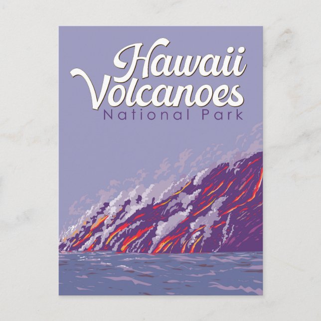 Hawaii Vulkaners nationalpark Illustration Travel Vykort (Framsida)
