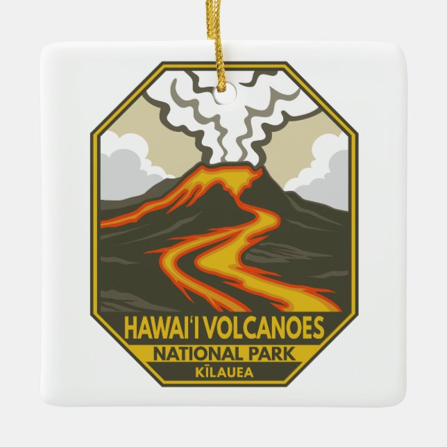 Hawaii Vulkaners nationalpark Kilauea Retro Julgransprydnad Keramik (Framsida)