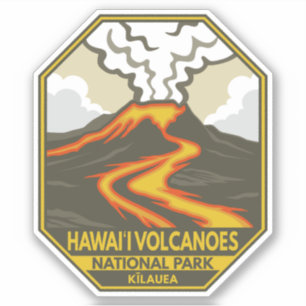 Hawaii Vulkaners nationalpark Kilauea Retro Klistermärken