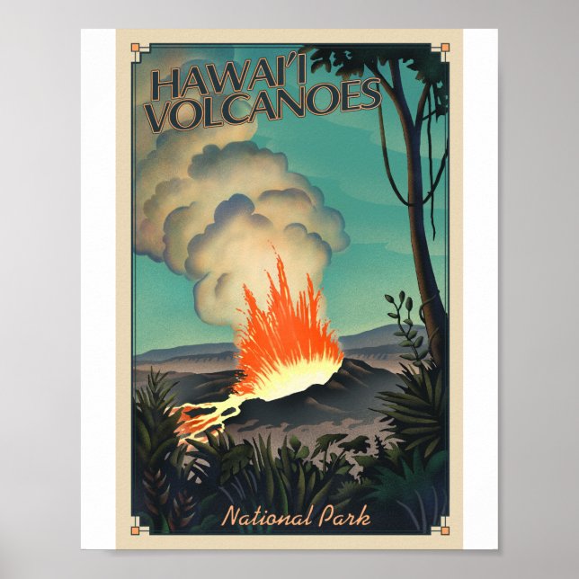 Hawaii Vulkaners nationalpark Litho Artwork Poster (Framsidan)