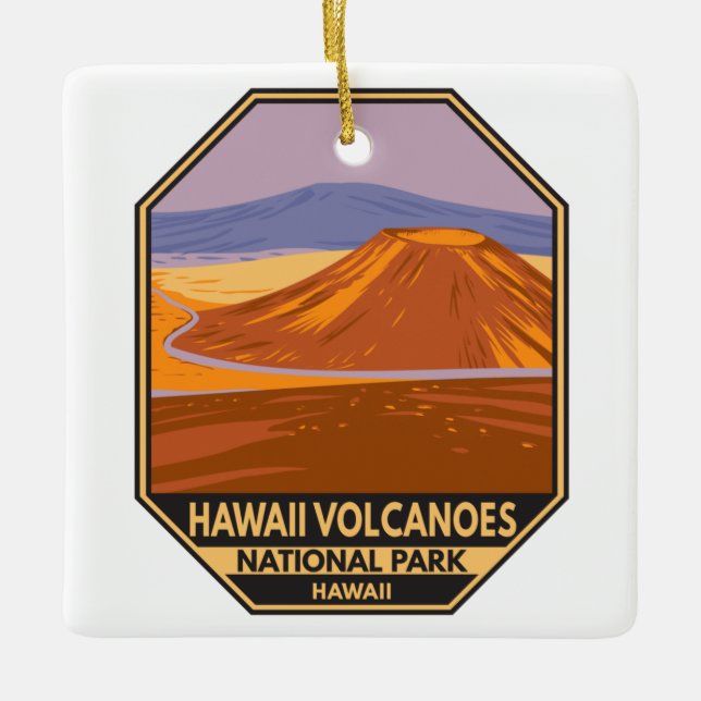 Hawaii Vulkaners nationalpark Mauna Kea Vintage Julgransprydnad Keramik (Framsida)