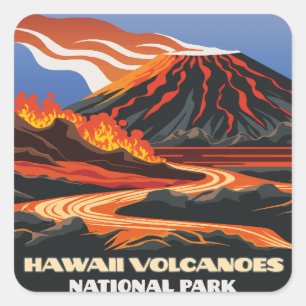 Hawaii Vulkaners nationalpark Mauna Loa Vintage Fyrkantigt Klistermärke