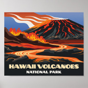 Hawaii Vulkaners nationalpark Mauna Loa Vintage Poster