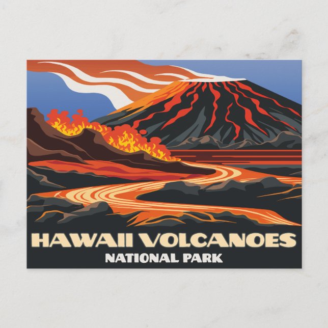 Hawaii Vulkaners nationalpark Mauna Loa Vintage Vykort (Framsida)