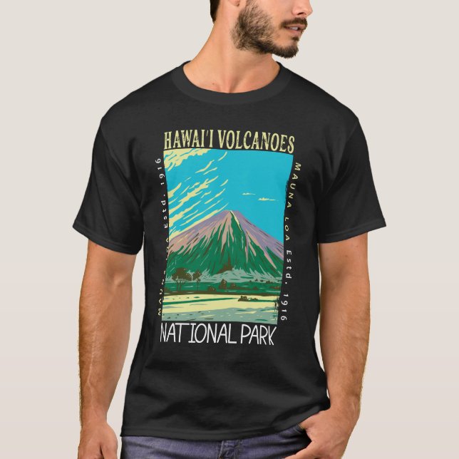 Hawaii Vulkaners nationalpark Retro Distress T Shirt (Framsida)