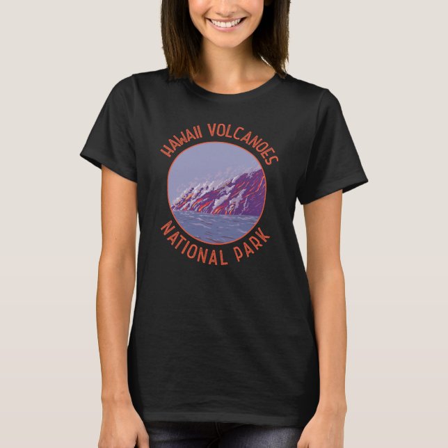 Hawaii Vulkaners nationalpark Retro Distress T Shirt (Framsida)